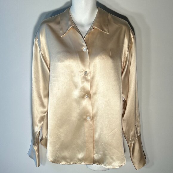 Ralph Lauren Tops - Ralph Lauren  SZ M Cream Silk Blouse Career Capsule Heritage Old $ Quiet Luxury